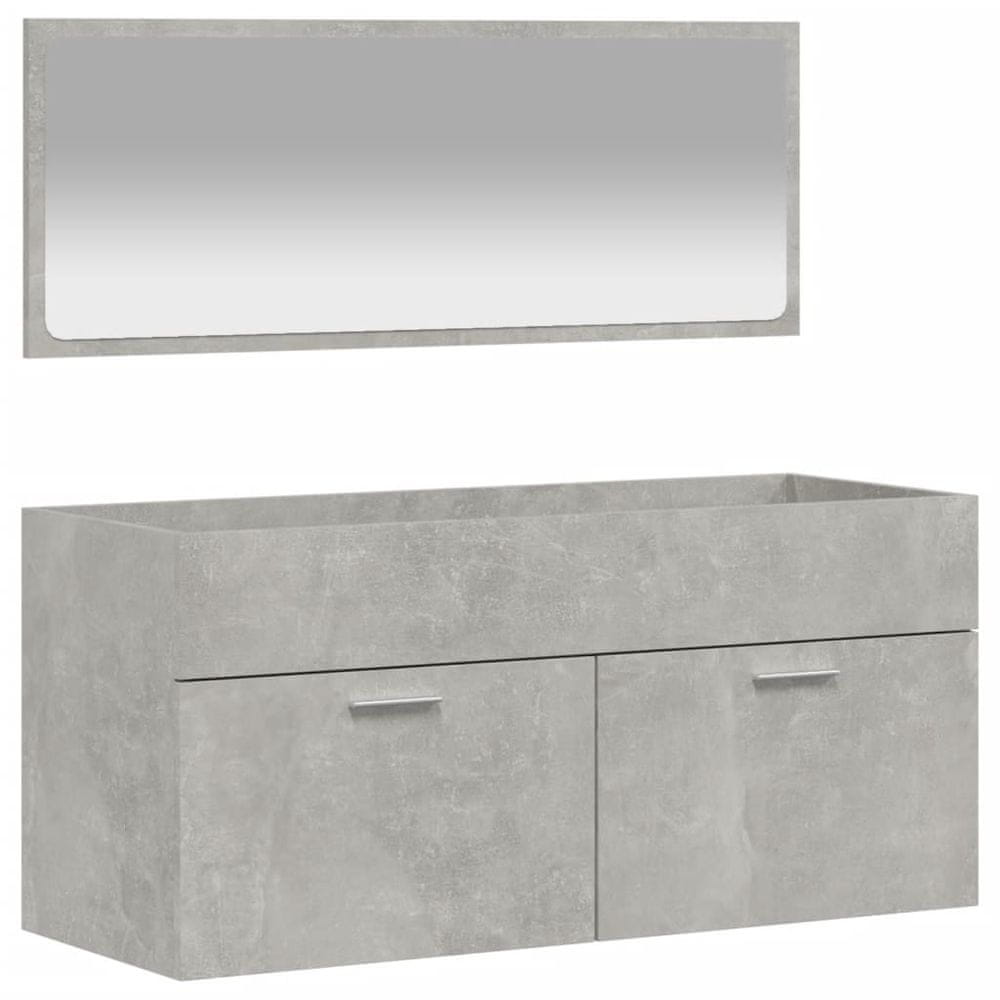 Vidaxl vidXL Kúpeľňová skrinka so zrkadlom betónovo sivá kompozitné drevo